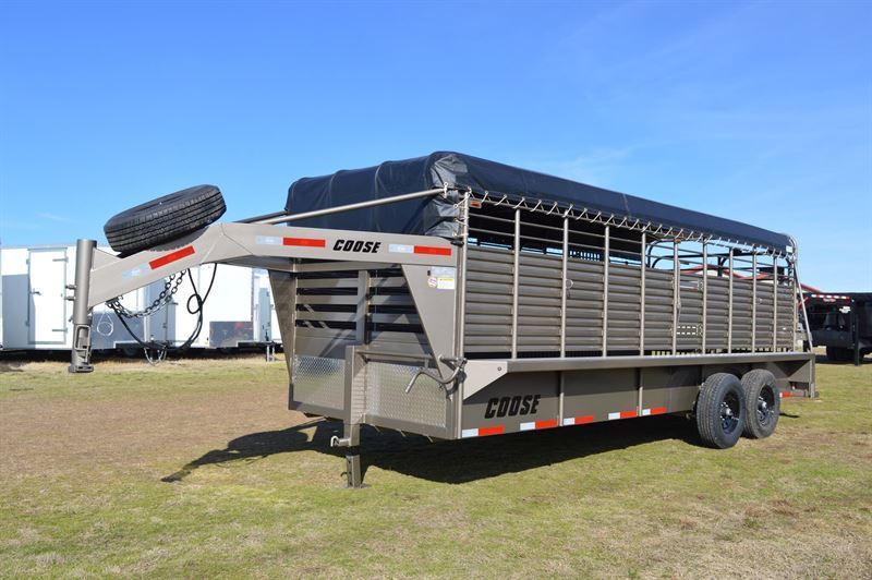 2023 Coose 6'8x20'x6'6 Rubber Floor Stock Trailer
