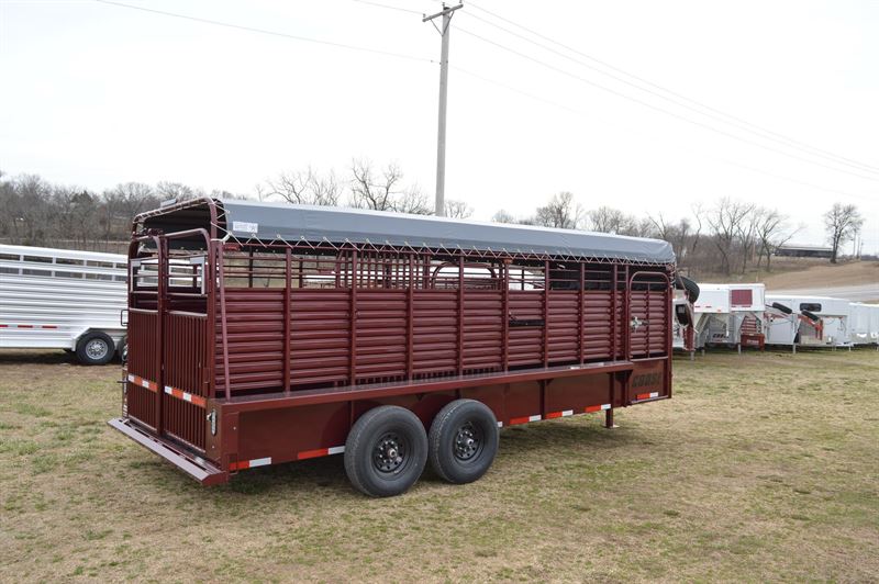 2024 Coose 6'8x20'x6'6 rubber floor stock trailer