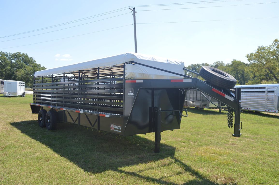 2026 W-W roustabout 6'8"x24' gooseneck stock trailer