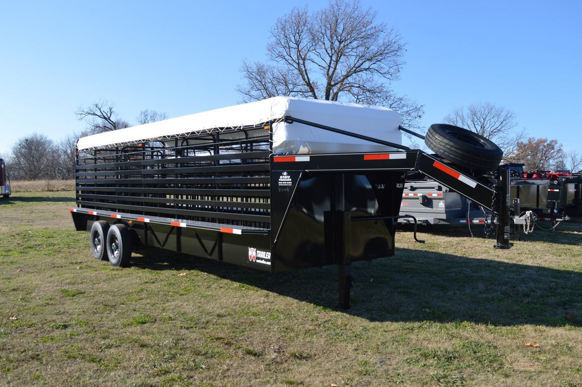 2026 W-W roustabout 6'8"x24' gooseneck stock trailer