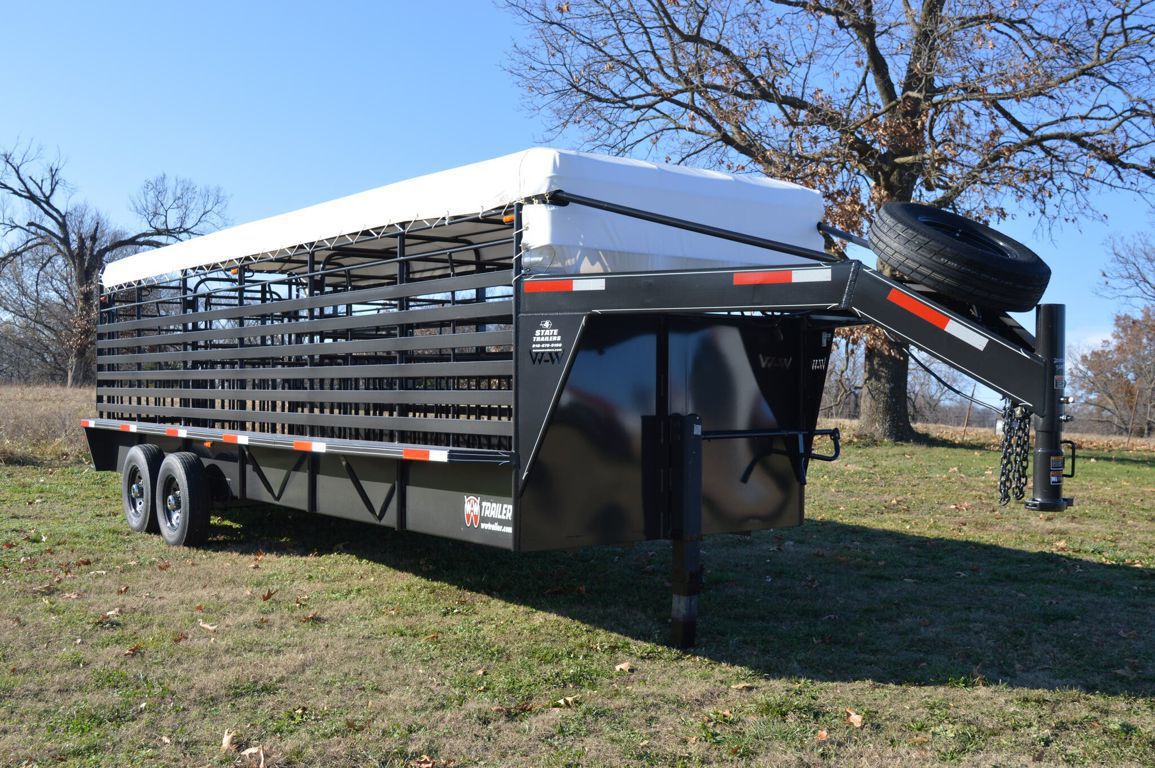 2026 W-W roustabout 6'8"x24' gooseneck stock trailer