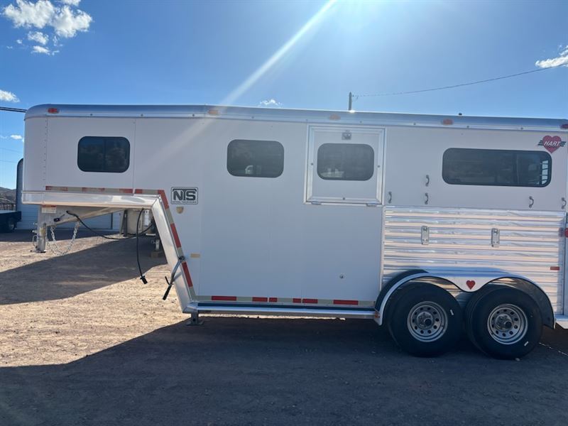 2002 Hart 2 Horse Straight Load Gooseneck Trailer