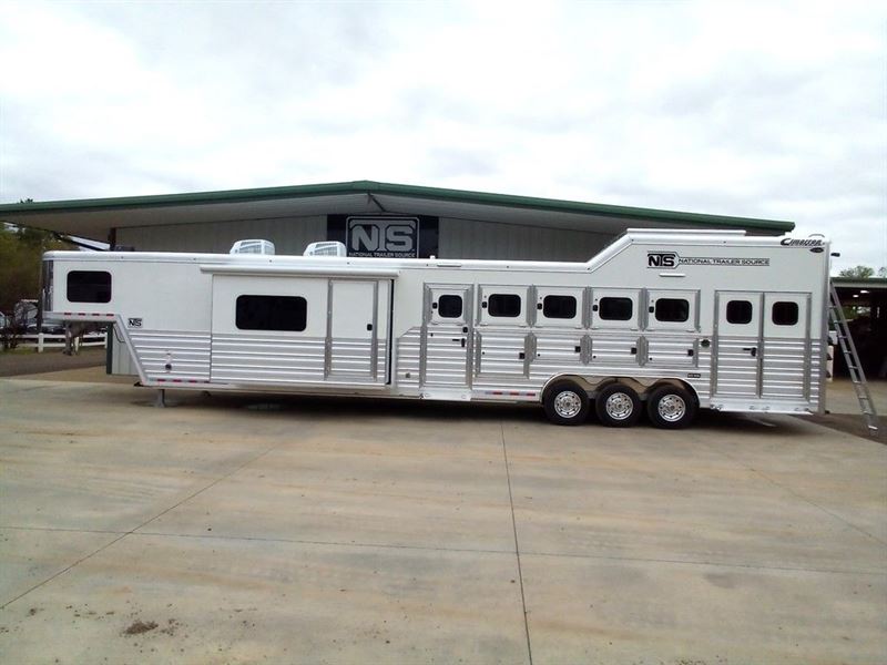 2024 Cimarron 5 horse side load gooseneck trailer with 16' livin