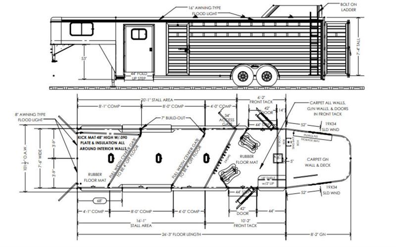 2025 Cimarron 26' livestock gooseneck trailer