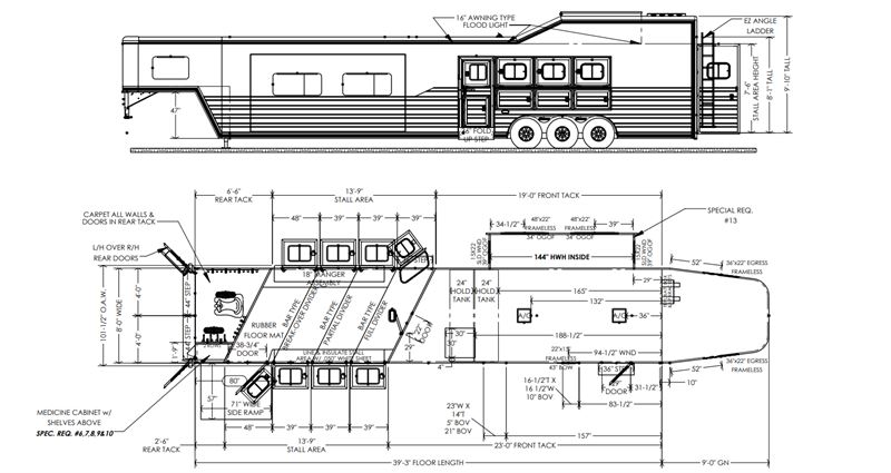 2026 Cimarron 4 horse side load with 19' outlaw conversions