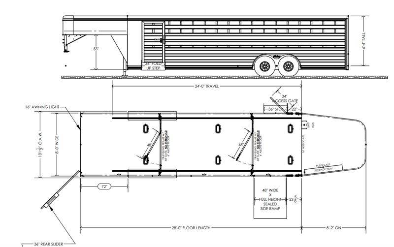 2026 Cimarron 28' livestock gooseneck trailer