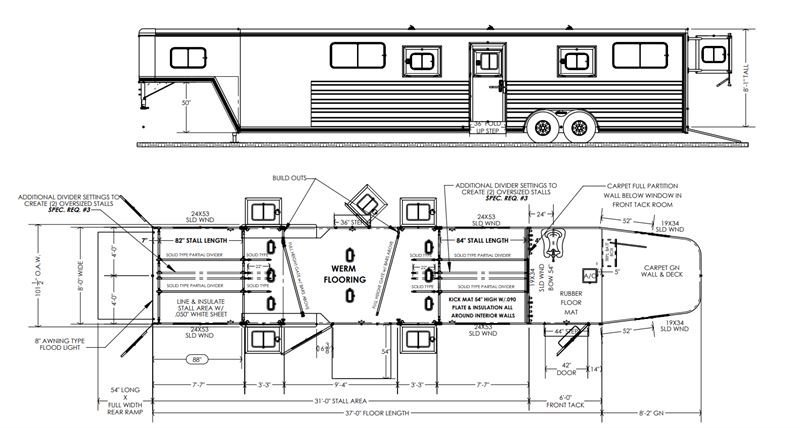 2026 Cimarron 6 horse straight load gooseneck trailer