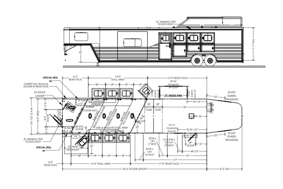 2027 Cimarron 4 horse side load 13'8" outlaw conversions