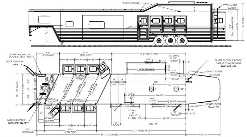 2026 Cimarron 4 horse side load with 19'6" outlaw conversions